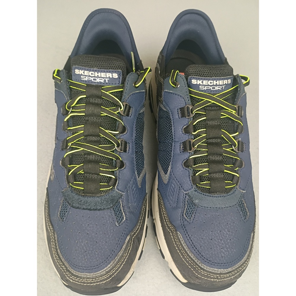 Skechers Sport Slip-ins Vigor 3.0 Navy Blue Lime Green Wide Fit Mens Sneakers